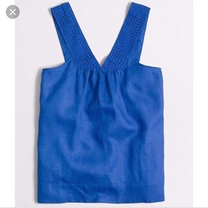 JCrew Linen tank top, size 0, blue.